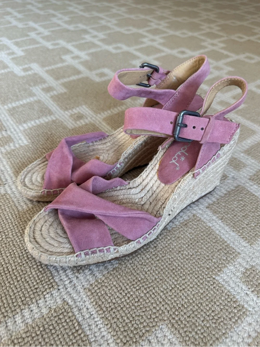 Splendid Pink Suede Espadrille Wedge Sandals Ankle Strap Summer Shoes Size 7